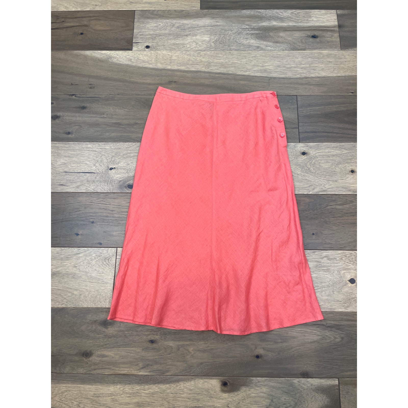 Ann Taylor Linen Midi Skirt Size 10 Deep Coral Orange 100% Linen — image 3 of 7